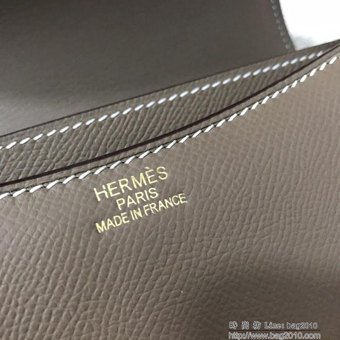 HERMES愛馬仕 H空姐包 進口原廠EP皮 頂級蜜蠟製作 街拍必備單品 土黃金銀 單肩斜挎包  Ama1577